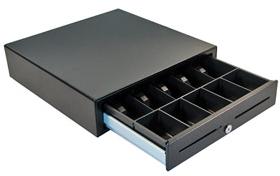 16 x 4.9 x 16.8 Black APG T320-BL1616-U6 Heavy-Duty Adjustable Cash Drawer with MultiPRO 320 Interface 24V