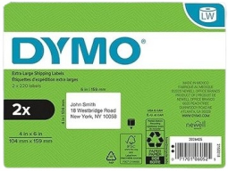 DYMO 2026405 DT Paper Labels, 4" X 6", White, for use in LabelWriter 4XL and 5XL Printers