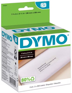 DYMO 30252 1.125" (29MM) X 3.5" (89MM) Direct Thermal Address Label, White, 350 Labels per Roll