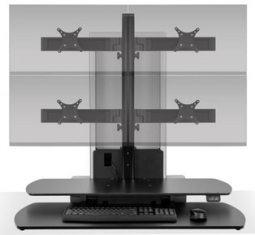 HAT Design Works 1TCH-2-2-SLV One Touch Quad Electric Sit Stand Mounted 2 Over 2, Silver
