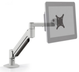HAT Design Works 7000-500-FM-124 Articulating Monitor Arm with Flexmount, Silver