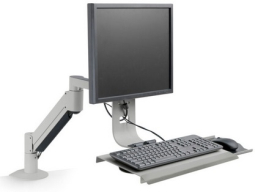 HAT Design Works 7509-1000HY-NM-124 Data Entry Monitor Arm and Flip Up Keyboard Tray