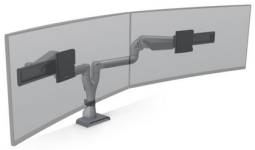 HAT Design Works E5G-D2SD-SLV TAA E5 Dual Dynamic Wide Monitor Arm, Silver