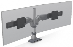 HAT Design Works E5G-P02D-SLV E5 Dual Dynamic TAA Pole Monitor Arm Silver