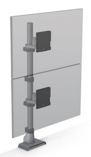 HAT Design Works E5G-P11-BLK TAA E5 1 Over 1 Static Pole Monitor Arm, Black