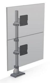 HAT Design Works E5G-P11-SLV TAA E5 1 Over 1 Static Pole Monitor Arm, Silver