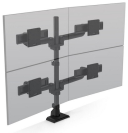 HAT Design Works E5G-P22S-BLK TAA E5 2 Over 2 Static Pole Monitor Arm, Black