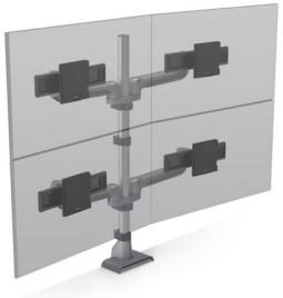 HAT Design Works E5G-P22S-SLV TAA E5 2 Over 2 Static Pole Monitor Arm, Silver