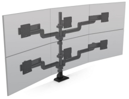 HAT Design Works E5G-P33SS-BLK TAA E5 3 Over 3 Static Pole Monitor Arm, Black