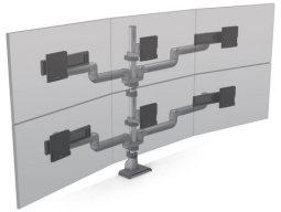 HAT Design Works E5G-P33SS-SLV TAA E5 3 Over 3 Static Pole Monitor Arm, Silver