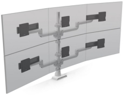 HAT Design Works E5G-P33SS-WHT TAA E5 3 Over 3 Static Pole Monitor Arm White