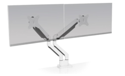 HAT Design Works ENVOY-2-WHT Envoy Dual Monitor Arm with Desk Edge/Thru-Desk Mount, White