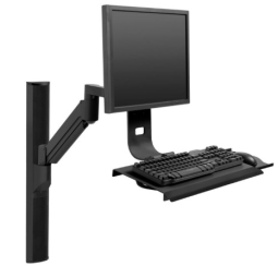 HAT Design Works HM-WT002-104 Healthcare 31 Inch Vertical Wall Track with Data Entry Arm, Black