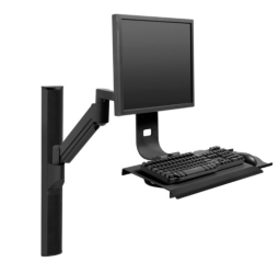 HAT Design Works HM-WT002-248 Healthcare 31 Inch Vertical Wall Track with Data Entry Arm, White