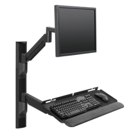 HAT Design Works HM-WT004-800-104 Healthcare 31 Inch Vertical Wall Track with Two Ergonomic Arms