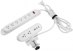 HAT Design PWR-ACC-STRP-WH Reya Power Strip with Hardwired Surface Module - Combo Power Strip