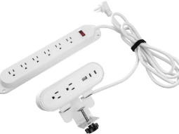 Reya PWRG-ACCW-TD-STRP-WH Power Strip with Hardwired Surface Module, 65W, 8 power receptacles
