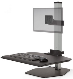 HAT Design Works WNST-1-124 Winston Single, Free Standing Single, WorkStation, Sit or Stand, Silver
