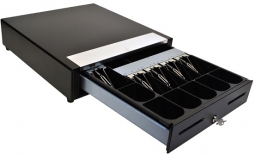 M-S Cash Drawer EP-107N2-M-B Bottom-Exit DB9, Printer Driven, 5B6C, Media Slots, Black