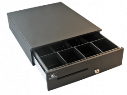 APG Cash Drawer JB320-BL1317-K1 (13 x 17, 4B/4C, Painted Front, One Slot, Printer Driven) Black
