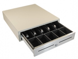 APG VBS320-BG1616 Cash Drawer (16 x 16, 5B/5C, Stainless Front, Two Slots, Printer Driven) Beige