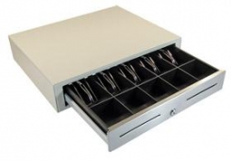 APG VBS320-BG1915-CC Cash Drawer (19 x 15, 4B/7C, Stainless Front, Two Slots, Printer Driven) Beige