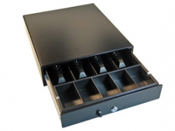 APG Cash Drawer VP101-BL1416-B4 (14 x 16, 4B/8C, Push Button, Painted Front, No Media Slots) Black