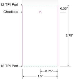 Avery Dennison 900327A .5" x 2.75" (38 mm x 69 mm) Uncoated Thermal Transfer Tags, 3" ID/9.4" OD