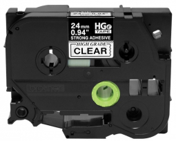 Brother Printer HGES1515PK 0.94 in X 26.2 FT (24MM X 8M), Black Ink on Clear Label, Extra-Strength