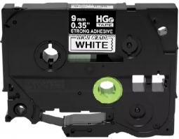 Brother HGES2215PK HG Extra Strength Adh Tapes, 5 Pack - 0.35 IN X 26.2 FT, 9MM X 8M Black on White