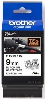 Brother TZEFX221 0.47 IN X 9.8 FT (12MMX3M) Blue on White Iron-On Fabric Label