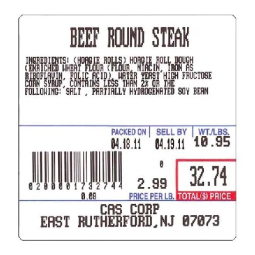 CAS Scale LST-8020 Label, 58X60MM, UPS/Ingredients, 500 Label/Roll, 12 Rolls/Case Sold per Case
