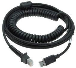 Datalogic 90A052289 Cable, USB, Type A, Coiled, Power off Terminal, 5 meter (16.04 feet), Black