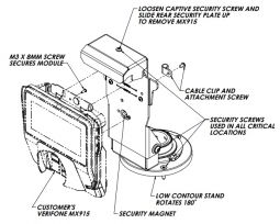 Havis 367-3182-SS-C Low Contour Stand, CH Swivel, Rear SEC Plate, SS, VFR MX915, MOQ 50 Units