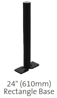 Havis MM-10-102 24" Pole with Rectangular Base - No Cover, 1.75" (45mm) Diameter Pole