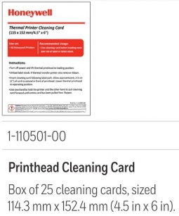 Honeywell 1-110501-00 Accessory, 4.5" X 6" Cleaning Card, 25 per Carton, Priced per Carton