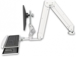 ICW ELP5220-DT-KDB Elite 5220 Paralink double arm LCD desk mount, bent keyboard tray, Medical White