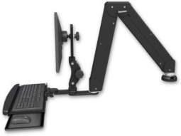 ICW ELP5220-DT-KDB Elite 5220 Paralink double arm LCD desk mount, bent keyboard tray, Writable Black