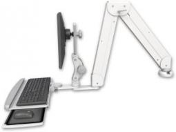 ICW ELP5220-DT-KDP Elite 5220 Paralink double arm LCD desk mount, HDPE keyboard tray, Medical White