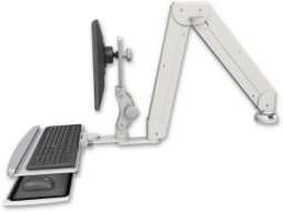 ICW ELP5220-DT-KDP Elite 5220 Paralink double arm LCD desk mount, HDPE keyboard tray, Quartz Gray