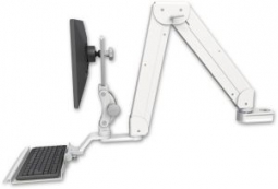 ICW ELP5220-PT2-KU12 Elite Paralink double arm mount, 2" pole, 12" keyboard tray, Medical White