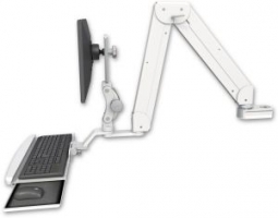 ICW ELP5220-PT2-KUB Elite Paralink double arm mount, 2" pole, bent keyboard tray, Medical White