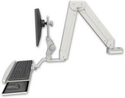 ICW ELP5220-PT2-KUB Elite Paralink double arm mount, 2" pole, bent keyboard tray, Quartz Gray