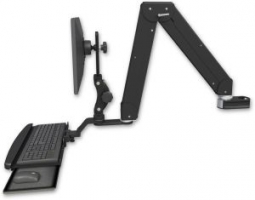 ICW ELP5220-PT2-KUB Elite Paralink double arm mount, 2" pole, bent keyboard tray, Writable Black