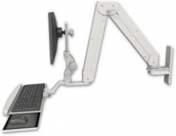 ICW ELP5220-WT-KUB Elite 5220 Paralink double arm LCD wall mount with a bent keyboard tray