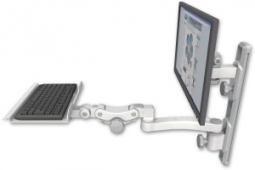 ICW EV65-T19D-KP12-A1-MW LCD mount, 19" Track, two arms, a 12" KB, 11" arm, White