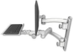 ICW EV65-T19D-KP12-A3-MW LCD mount, 19" Track, two arms, a 12" KB, 11" arm, 20" two arms, White