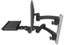 ICW EV65-T19D-KP12-A3-WB LCD mount, 19" Track, two arms, a 12" KB, 11" arm, 20" two arms, Black