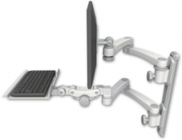 ICW EV65-T19D-KP12-A4-MW LCD mount, 19" Track, two arms, a 12" KB, two 20" two arms, White