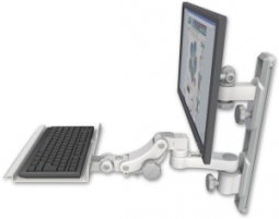 ICW EV65-T19D-KP12-AS1-MW LCD mount, 19" Track, two arms, a 12" KB, 6" arm, White